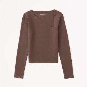 Abercrombie & Fitch Brown Asymmetrical Long Sleeve Tee